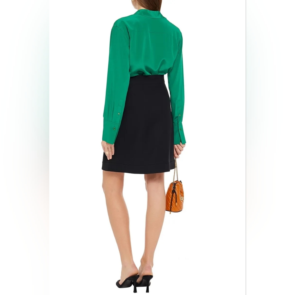 Gucci Black Faux Wrap Skirt Wool Silk Blend 38 XS *Missing Pearl Buttons* - Picture 14 of 15
